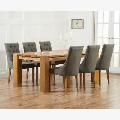 Oak&More Sheringham 240cm Solid Oak Dining Table With 8 Grey Beatrix Fabric Chairs
