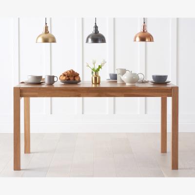Oak&More Oxford 120cm Solid Oak Dining Table with 2 York Benches and 4 Brown Olivia Chairs