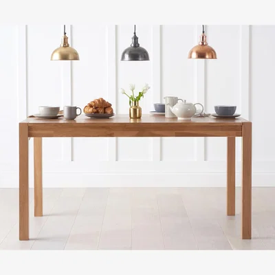Oak&More Oxford 120cm Solid Oak Dining Table with 2 York Benches and 4 Brown Olivia Chairs