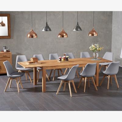 Oak&More Extending Thetford 180cm Solid Oak Dining Table With 6 Light Grey Orson Fabric Chairs