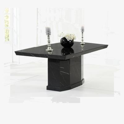 Oak&More Carvelle 160cm Black Pedestal Marble Dining Table