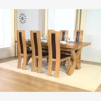 Oak&More Ex-display Bordeaux 200cm Solid Oak Extending Dining Table with 4 GREY Montreal Chairs