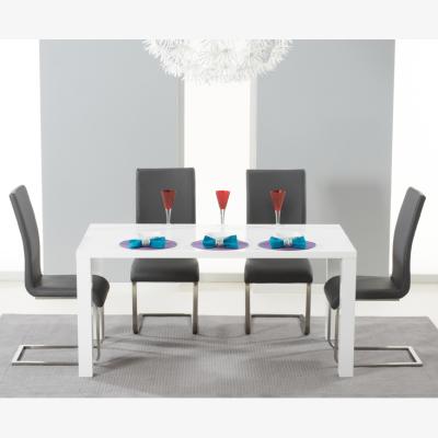 Oak&More Atlanta 120cm White High Gloss Dining Table With 6 White Malaga Chairs