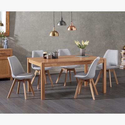Oak&More Oxford Solid Oak 150cm Dining Table with 8 Dark Grey Orson Chairs