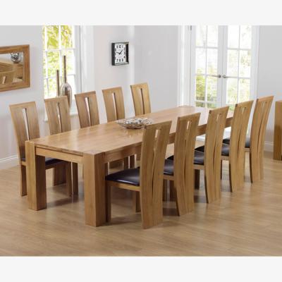 Oak&More Thames 300cm Oak Dining Table With 10 Brown Montreal Chairs