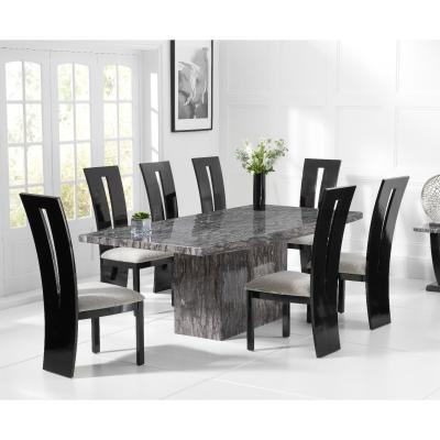 Oak&More Crema 180cm Grey Marble Dining Table with Verbier Chairs