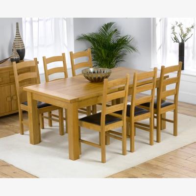 Oak&More Normandy 180cm Solid Oak Extending Dining Table With 8 Grey Vermont Chairs