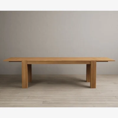 Oak&More Extending Sheringham 200cm Solid Oak Dining Table with 6 Light Grey Orson Chairs