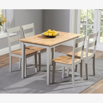 Oak&More Chiltern 114cm Oak and Grey Painted Dining Table Set With 4 Oak and Grey Chairs