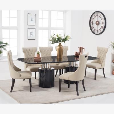 Oak&More Antonio 180cm Black Marble Dining Table With 8 Grey Sophia Chairs