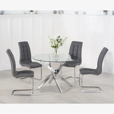 Oak&More Denver 120cm Glass Dining Table With 6 White Lorin Chairs