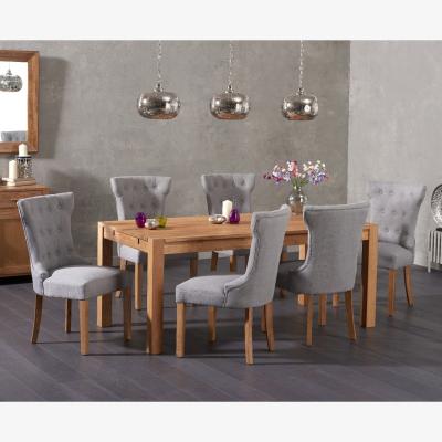 Oak&More Verona 150cm Oak Dining Table with 6 Natural Clara Chairs