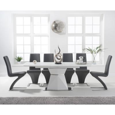 Oak&More Jackson 160cm White Extending Dining Table with Hampstead Z Chairs - Ivory, 4 Chairs
