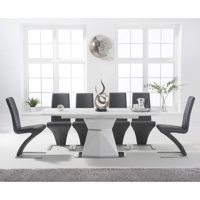 Oak&More Jackson 160cm White Extending Dining Table with Hampstead Z Chairs - Ivory, 4 Chairs