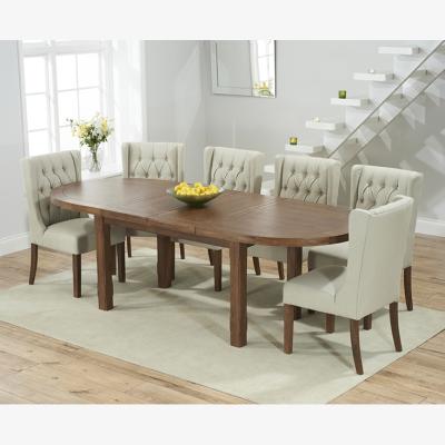 Oak&More Extending Caversham Dark Oak Dining Table with 8 Natural Darcy Chairs