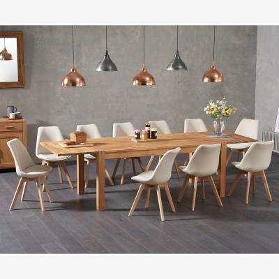 Oak&More Verona 180cm Solid Oak Extending Dining Table With 8 Dark Grey Duke Fabric Chairs