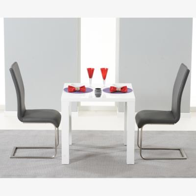 Oak&More Atlanta 80cm White High Gloss Dining Table With 4 White Malaga Chairs
