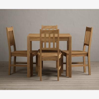 Oak&More York 80cm Solid Oak Dining Table With 4 Oak York Chairs