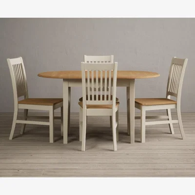 Oak&More Warwick Oak and Cream Painted Extending Dining Table With 4 Brown Warwick Chairs