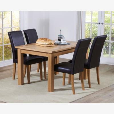 Oak&More Cheadle 130cm Oak Extending Dining Table With 4 Grey Albany Chairs