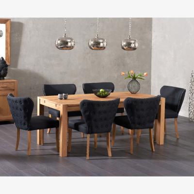Oak&More Verona 150cm Solid Oak Dining Table With 8 Grey Isobel Fabric Chairs