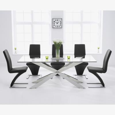 Oak&More Juniper 200cm Glass Dining Table With 6 Grey Hampstead Z Chairs