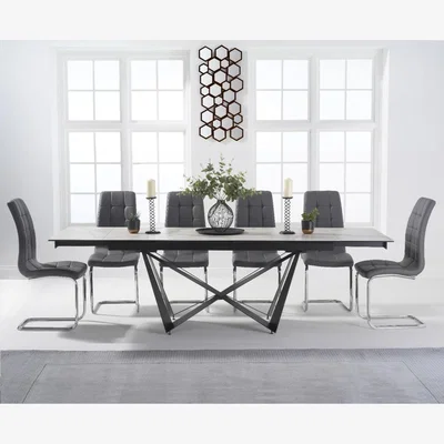 Oak&More Blenheim 180cm White Ceramic Dining Table With 8 White Lorin Chairs