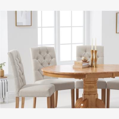 Oak&More Extending Epsom Oak Pedestal Table with 4 Natural Isabella Chairs