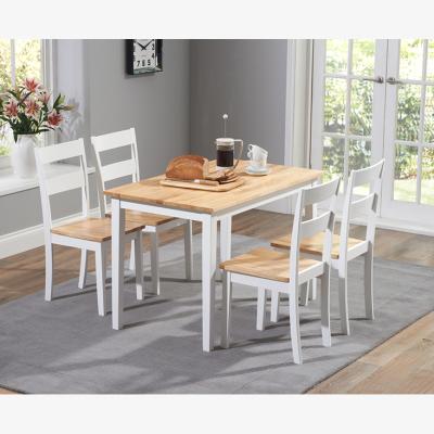 Oak&More Chiltern 114cm Oak and White Painted Dining Table Set With 4 Oak and White Chairs