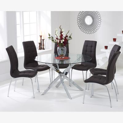 Oak&More Denver 120cm Glass Dining Table With 6 Ivory White Calgary Chairs