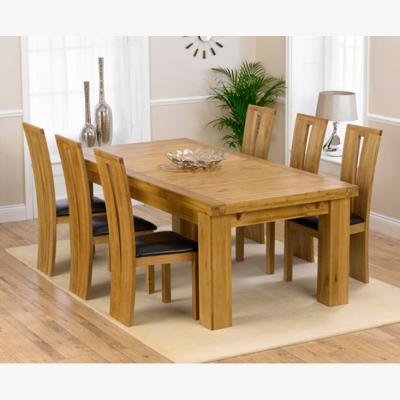 Oak&More Loire 230cm Solid Oak Extending Dining Table With 10 Brown Montreal Chairs