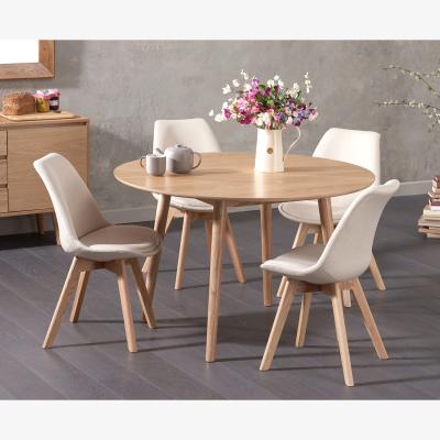 Oak&More Nordic 120cm Round Oak Dining Table With 4 Dark Grey Duke Fabric Chairs