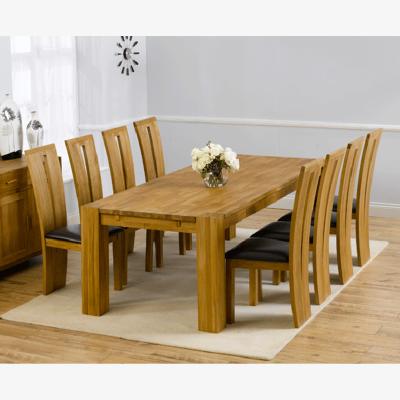 Oak&More Madrid 240cm Solid Oak Dining Table With 6 Brown Montreal Chairs