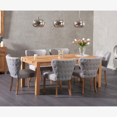 Oak&More Thetford 150cm Oak Dining Table with 8 Grey Isla Chairs