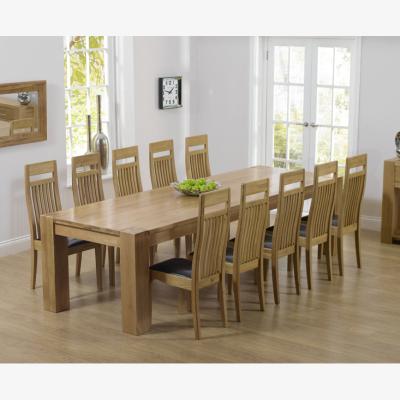 Oak&More Thames 300cm Oak Dining Table With 8 Grey Monaco Chairs