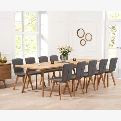 Oak&More Extending  Ruben 200cm Retro Oak Dining Table and 10 Chairs