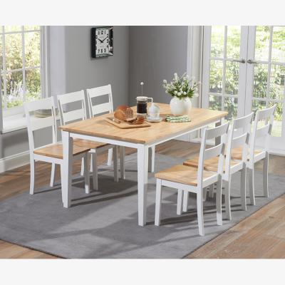 Oak&More Chiltern 150cm Oak and White Painted Dining Table Set With 4 Oak and White Chairs