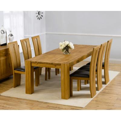 Oak&More Ex-display Madrid 200cm Solid Oak Extending Dining Table with FOUR BROWN Montreal Chairs