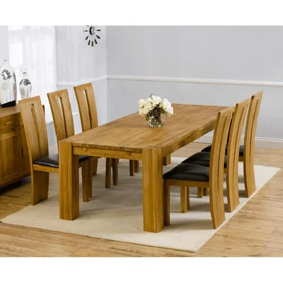 Oak&More Ex-display Madrid 200cm Solid Oak Extending Dining Table with FOUR BROWN Montreal Chairs