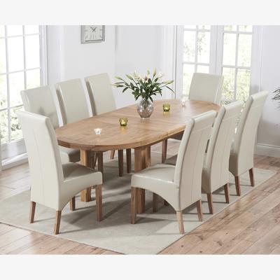 Oak&More Chelsea Oak Extending Dining Table With 8 Black Cannes Chairs