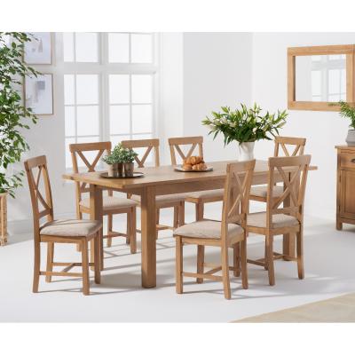 Oak&More Noah 160cm Extending Table with Cross Back Chairs - Oak, 4 Chairs