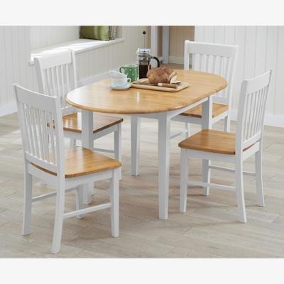 Oak&More Amalfi Oak and White Painted Extending Dining Table With 4 Oak and White Chairs