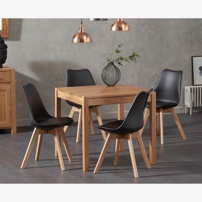 Oak&More York 80cm Solid Oak Dining Table With 2 Dark Grey Orson Faux Leather Chairs