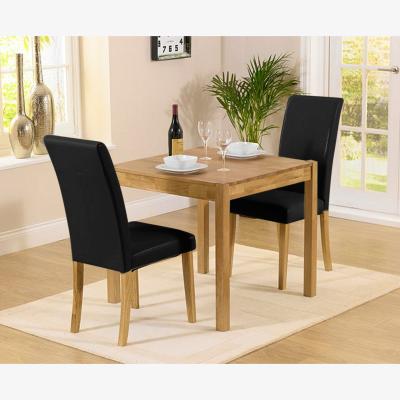 Oak&More York 80cm Solid Oak Dining Table With 4 Black Olivia Chairs