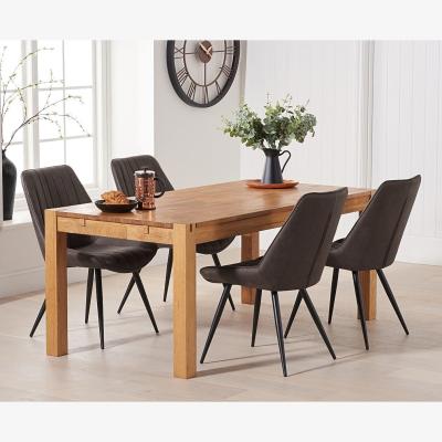 Oak&More Thetford 120cm Oak Table With 4 Mink Brody Chairs With 4 Mink