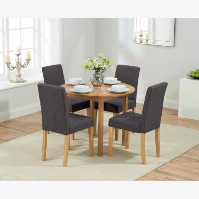 Oak&More Extending York 90cm Solid Oak Dining Table With 2 Charcoal Grey Lila Chairs