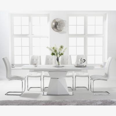 Oak&More Jackson 160cm White Extending Dining Table With 10 White Lorin Chairs