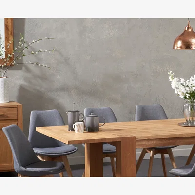 Oak&More Extending Sheringham 200cm Solid Oak Dining Table with 8 Dark Grey Orson Chairs