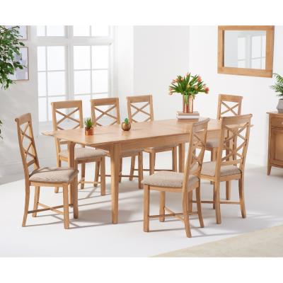 Oak&More Sadie Oak 160cm Butterfly Extending Table with Cross Back Chairs - Oak, 4 Chairs