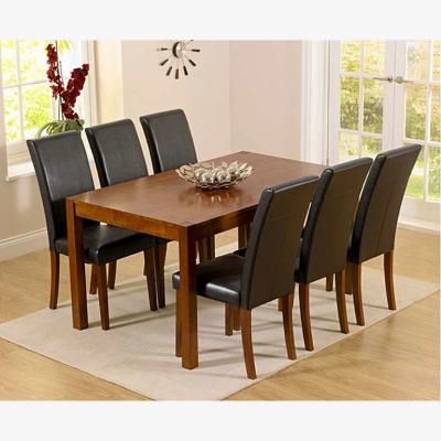 Oak&More Ex-display Oxford 150cm Dark Solid Oak Dining Set with FOUR Brown Albany Chairs